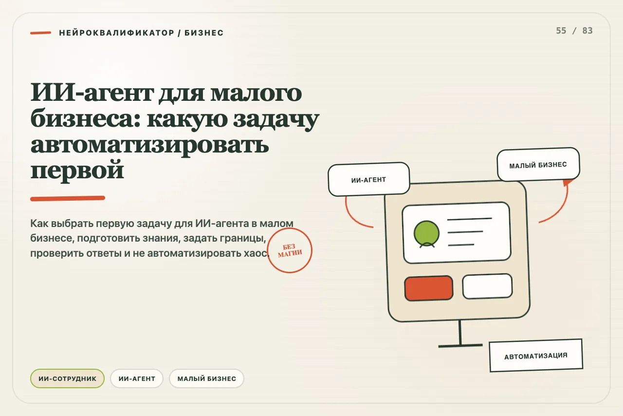Владелец малого бизнеса выбирает одну задачу ИИ-агента вместо универсального робота