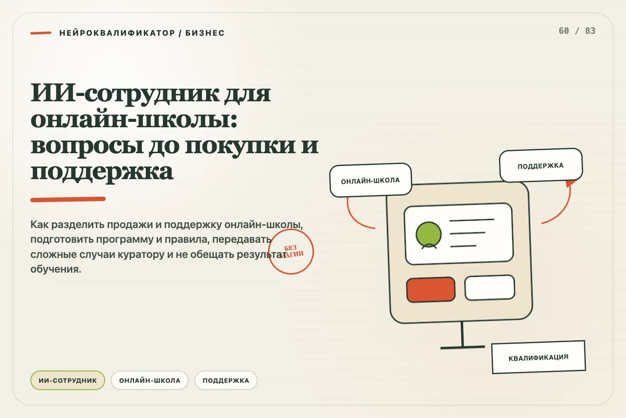Вопросы будущего ученика и действующего студента расходятся к продажам и куратору